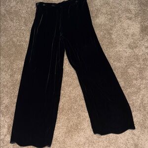 Bergdorf Goodman Elegant Black Wide Leg Velvet Pants